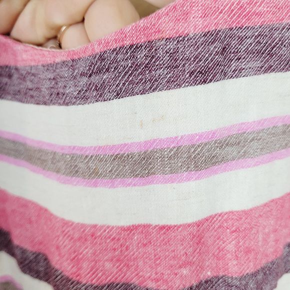 LOFT Size 0 Pink Striped Linen Mini Dress - Picture 6 of 11